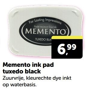 Promotions Memento ink pad tuxedo black - Produit Maison - Boekenvoordeel - Valide de 27/04/2024 à 05/05/2024 chez BoekenVoordeel