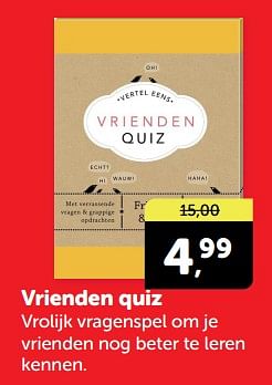 Promoties Vrienden quiz - Huismerk - Boekenvoordeel - Geldig van 27/04/2024 tot 05/05/2024 bij BoekenVoordeel