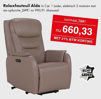 Promotions Relaxfauteuil aldo - Produit Maison - Woonsquare - Valide de 29/04/2024 à 04/05/2024 chez Woonsquare