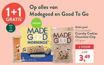 Promotions Crunchy cookies chocolate chip - Madegood - Valide de 28/04/2024 à 05/05/2024 chez Holland & Barret