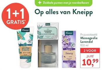 Promotions Massageolie lavendel - Kneipp - Valide de 28/04/2024 à 05/05/2024 chez Holland & Barret