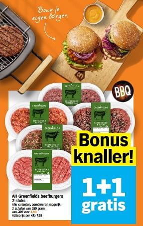 Promotions Ah greenfields beefburgers - Produit Maison - Albert Heijn - Valide de 29/04/2024 à 05/05/2024 chez Albert Heijn