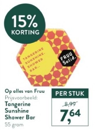 Promoties Tangerine sunshine shower bar - Fruu - Geldig van 28/04/2024 tot 05/05/2024 bij Holland & Barret