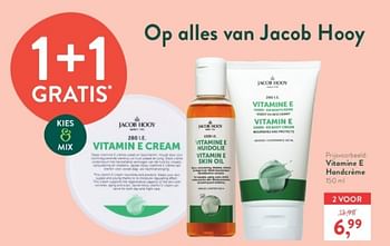 Promotions Vitamine e handeréme - Jacob Hooy - Valide de 28/04/2024 à 05/05/2024 chez Holland & Barret