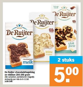 Promotions De ruijter chocoladehagelslag en vlokken - De Ruijter - Valide de 29/04/2024 à 05/05/2024 chez Albert Heijn