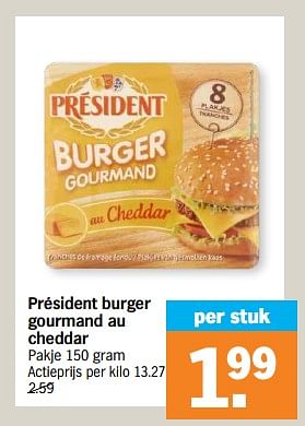 Promotions Président burger gourmand au cheddar - Président - Valide de 29/04/2024 à 05/05/2024 chez Albert Heijn