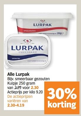 Promoties Smeerbaar gezouten kuipje - Lurpak - Geldig van 29/04/2024 tot 05/05/2024 bij Albert Heijn