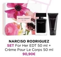 Promotions Narciso rodriguez set for her edt + creme pour le corps - Narciso Rodriguez - Valide de 29/04/2024 à 05/05/2024 chez ICI PARIS XL
