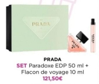 Promotions Prada set paradoxe edp + flacon de voyage - Prada - Valide de 29/04/2024 à 05/05/2024 chez ICI PARIS XL