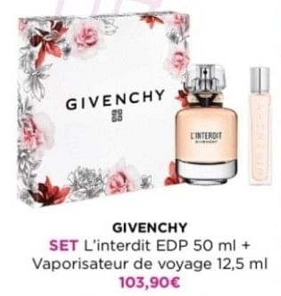 Promoties Venchy set l`interdit edp +vaporisateur de voyage - Givenchy - Geldig van 29/04/2024 tot 05/05/2024 bij ICI PARIS XL