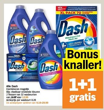 Promotions Vloeibaar stralende kleuren - Dash - Valide de 29/04/2024 à 05/05/2024 chez Albert Heijn