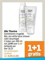 Promoties Zen white lotus shower satin douchegel - Therme - Geldig van 29/04/2024 tot 05/05/2024 bij Albert Heijn