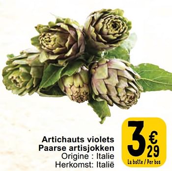 Promotions Artichauts violets paarse artisjokken - Produit maison - Cora - Valide de 30/04/2024 à 06/05/2024 chez Cora