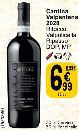 Promoties Cantina valpantena 2020 ritocco valpolicella ripasso dop - Rode wijnen - Geldig van 30/04/2024 tot 06/05/2024 bij Cora