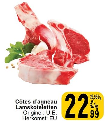 Promoties Côtes d’agneau lamskoteletten - Huismerk - Cora - Geldig van 30/04/2024 tot 06/05/2024 bij Cora