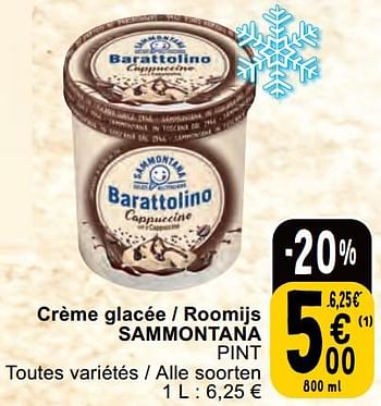Promotions Crème glacée - roomijs sammontana pint - Sammontana - Valide de 30/04/2024 à 06/05/2024 chez Cora