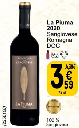 Promoties La piuma 2020 sangiovese romagna doc - Rode wijnen - Geldig van 30/04/2024 tot 06/05/2024 bij Cora