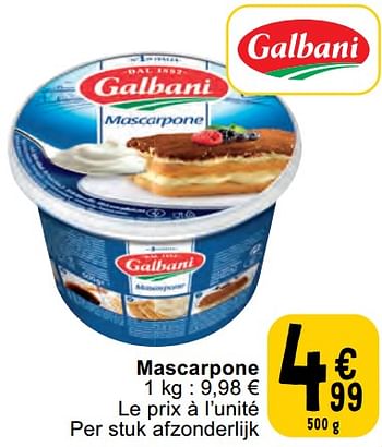 Promoties Mascarpone - Galbani - Geldig van 30/04/2024 tot 06/05/2024 bij Cora