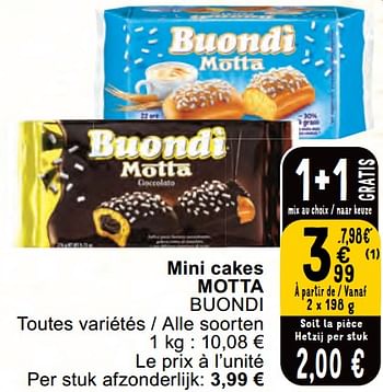 Promotions Mini cakes motta buondi - Motta - Valide de 30/04/2024 à 06/05/2024 chez Cora
