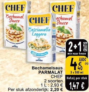Promoties Bechamelsaus parmalat chef - Parmalat - Geldig van 30/04/2024 tot 06/05/2024 bij Cora