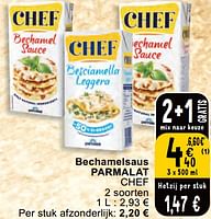 Promoties Bechamelsaus parmalat chef - Parmalat - Geldig van 30/04/2024 tot 06/05/2024 bij Cora