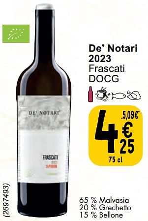 Promotions De’ notari 2023 frascati - Vins rouges - Valide de 30/04/2024 à 06/05/2024 chez Cora