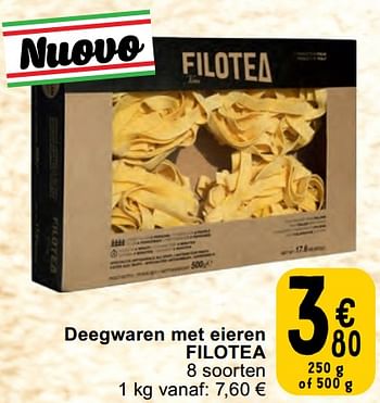 Promoties Deegwaren met eieren filotea - Filotea - Geldig van 30/04/2024 tot 06/05/2024 bij Cora