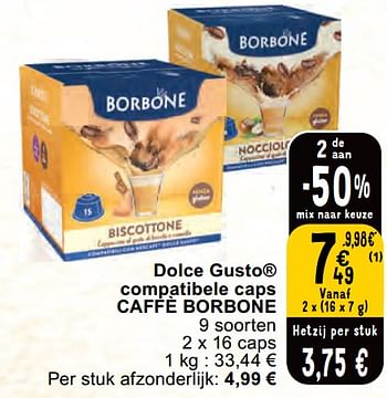 Promoties Dolce gusto compatibele caps caffè borbone - Borbone - Geldig van 30/04/2024 tot 06/05/2024 bij Cora