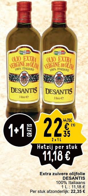 Promoties Extra zuivere olijfolie desantis - Desantis - Geldig van 30/04/2024 tot 06/05/2024 bij Cora