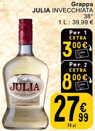 Promoties Grappa julia invecchiata - Julia - Geldig van 30/04/2024 tot 06/05/2024 bij Cora