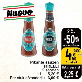 Promotions Pikante sauzen firelli - Firelli - Valide de 30/04/2024 à 06/05/2024 chez Cora