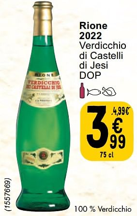 Promotions Rione 2022 verdicchio di castelli di jesi - Vins blancs - Valide de 30/04/2024 à 06/05/2024 chez Cora