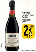 Promoties Riunite lambrusco emilia amabile - Schuimwijnen - Geldig van 30/04/2024 tot 06/05/2024 bij Cora
