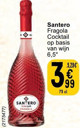 Promoties Santero fragola cocktail op basis van wijn - Santero - Geldig van 30/04/2024 tot 06/05/2024 bij Cora