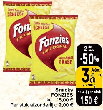 Promotions Snacks fonzies - Fonzies - Valide de 30/04/2024 à 06/05/2024 chez Cora