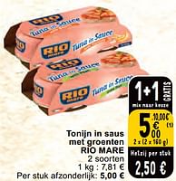 Promoties Tonijn in saus met groenten rio mare - Rio Mare - Geldig van 30/04/2024 tot 06/05/2024 bij Cora