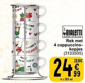 Promoties Rek met 4 cappuccinokopjes - Bialetti - Geldig van 30/04/2024 tot 06/05/2024 bij Cora