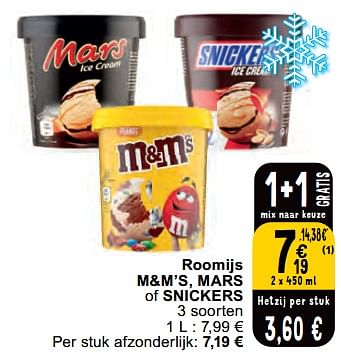 Promoties Roomijs m+m’s, mars of snickers - Huismerk - Cora - Geldig van 30/04/2024 tot 06/05/2024 bij Cora