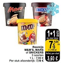Roomijs m+m’s, mars of snickers-Huismerk - Cora