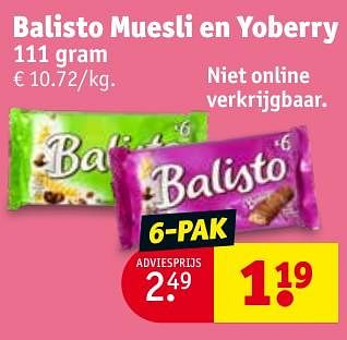 Promotions Balisto muesli en yoberry - Balisto - Valide de 30/04/2024 à 12/05/2024 chez Kruidvat