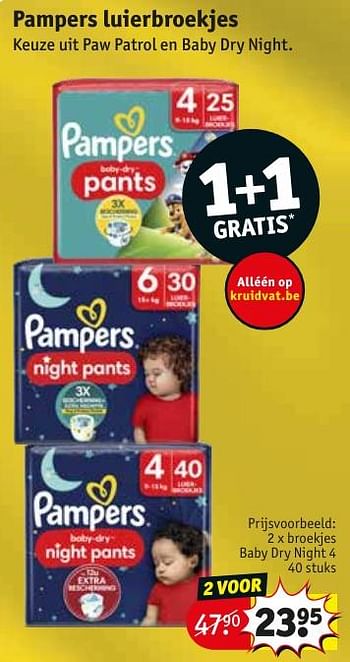 Promoties Broekjes baby dry night 4 - Pampers - Geldig van 30/04/2024 tot 12/05/2024 bij Kruidvat