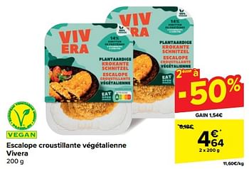 Promoties Escalope croustillante végétalienne vivera - Vivera - Geldig van 30/04/2024 tot 07/05/2024 bij Carrefour