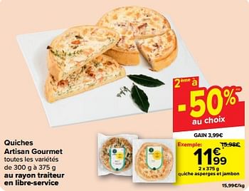 Promotions Quiche asperges et jambon - L`Artisan Gourmet - Valide de 30/04/2024 à 07/05/2024 chez Carrefour