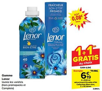 Promoties Adoucissant envolée d’air collection bien-être - Lenor - Geldig van 30/04/2024 tot 07/05/2024 bij Carrefour