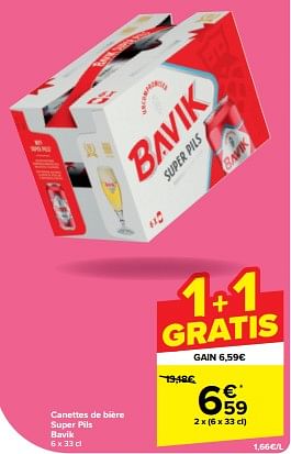 Promoties Canettes de bière super pils bavik - Bavik - Geldig van 30/04/2024 tot 07/05/2024 bij Carrefour