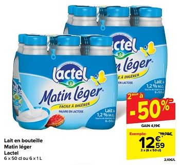 Promoties Lait en bouteille matin léger lactel - Lactel - Geldig van 30/04/2024 tot 07/05/2024 bij Carrefour