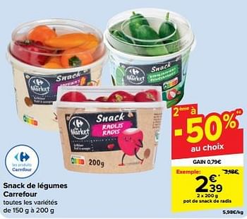 Promoties Pot de snack de radis - Huismerk - Carrefour  - Geldig van 30/04/2024 tot 07/05/2024 bij Carrefour