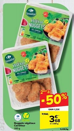 Promotions Nuggets végétaux carrefour - Produit maison - Carrefour  - Valide de 30/04/2024 à 06/05/2024 chez Carrefour