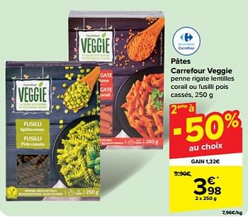 Promoties Pâtes carrefour veggie - Huismerk - Carrefour  - Geldig van 30/04/2024 tot 06/05/2024 bij Carrefour