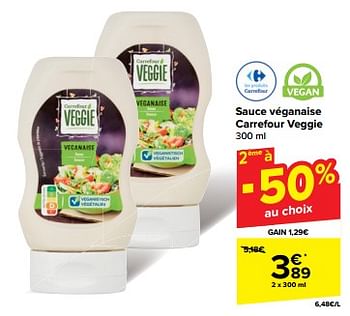 Promoties Sauce véganaise carrefour veggie - Huismerk - Carrefour  - Geldig van 30/04/2024 tot 06/05/2024 bij Carrefour